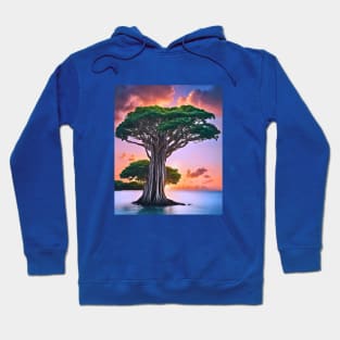 Towering Majestic Banyan Tree Sunset Hoodie